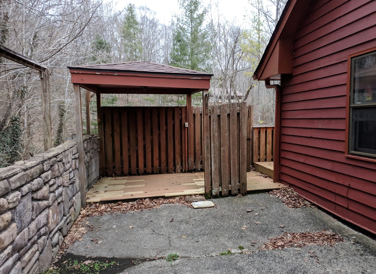 Red Cabin Deck — Before & After — Before